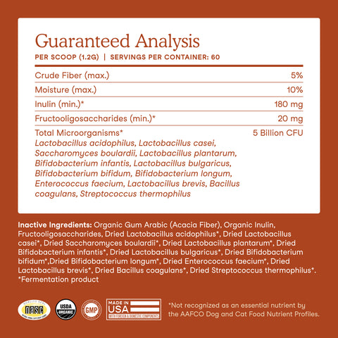 Fera Pets Organic USDA Probiotics + Prebiotics | Powder