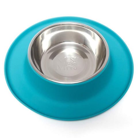 Messy Mutts Silicone Single Feeder with Stainless Steel Bowl | Blue