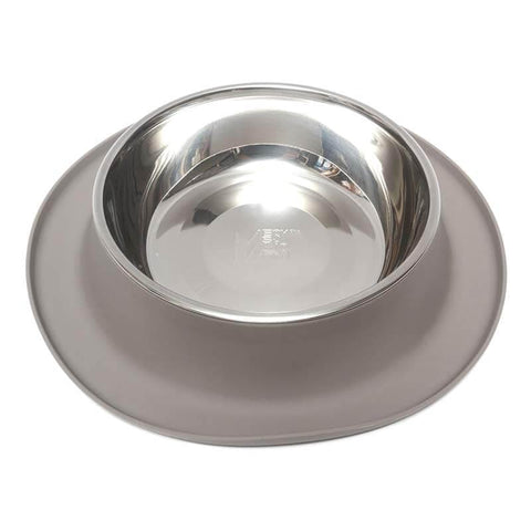 Messy Mutts Silicone Single Feeder with Stainless Steel Bowl | Grey