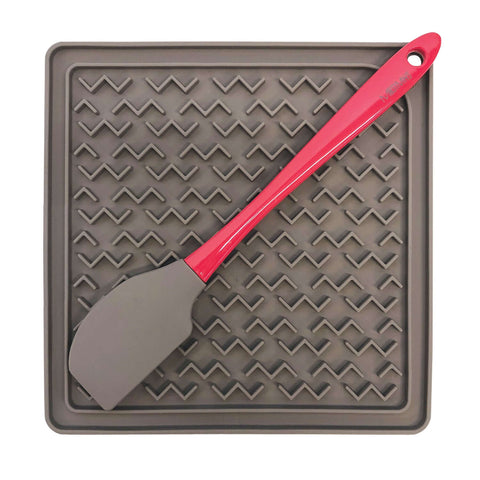 Messy Mutts Silicone Therapeutic Licking Mat with Silicone Spatula