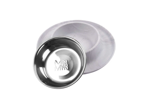 Messy Mutts Silicone Single Feeder with Stainless Steel Bowl | Marble