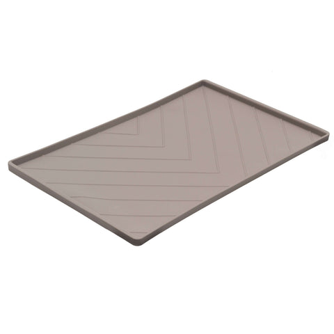 Messy Mutts Silicone Non-Slip Bowl Mat with Raised Edge - 2 Sides Reinforced with Metal Rods | Grey