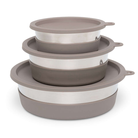 Messy Mutts Silicone Airtight Dog Bowl Lid | X-Large, Grey