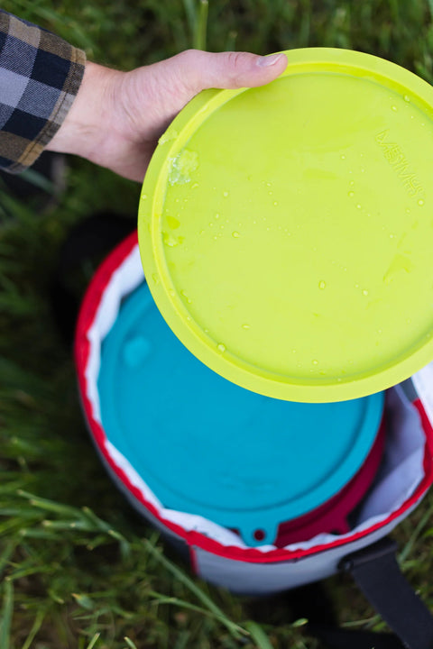 Messy Mutts Three Stainless Steel Three Dog Bowls & Three Silicone Lids | 6pc Set