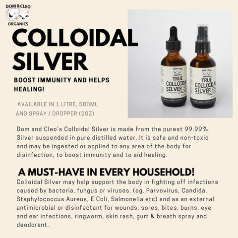 Dom & Cleo Organics True Colloidal Silver | Spray/Dropper