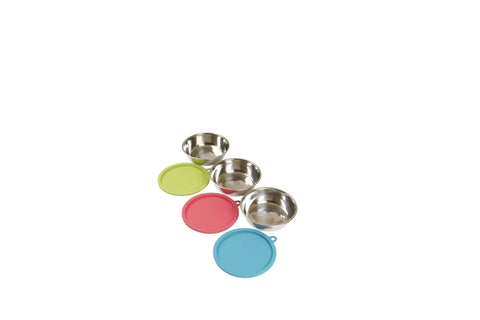 Messy Mutts Three Stainless Steel Three Dog Bowls & Three Silicone Lids | 6pc Set