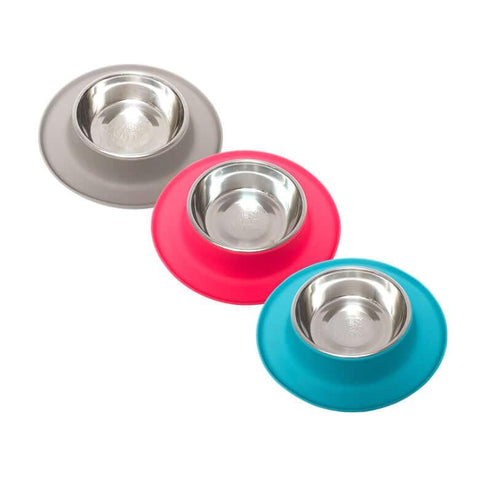 Messy Mutts Silicone Single Feeder with Stainless Steel Bowl | Grey