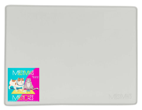 Messy Mutts Silicone Non-Slip Bowl Mat with Raised Edge | Light Gray