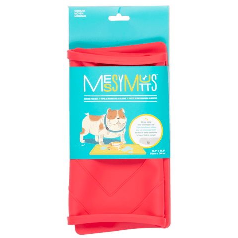 Messy Mutts Silicone Non-Slip Bowl Mat with Raised Edge - 2 Sides Reinforced with Metal Rods | Watermelon