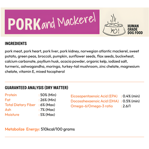 YoDoggo Gently Cooked, Freeze Dried Fresh | Pork & Mackerel