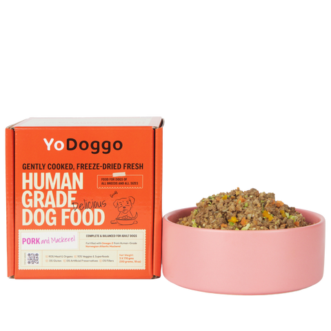 YoDoggo Gently Cooked, Freeze Dried Fresh | Pork & Mackerel